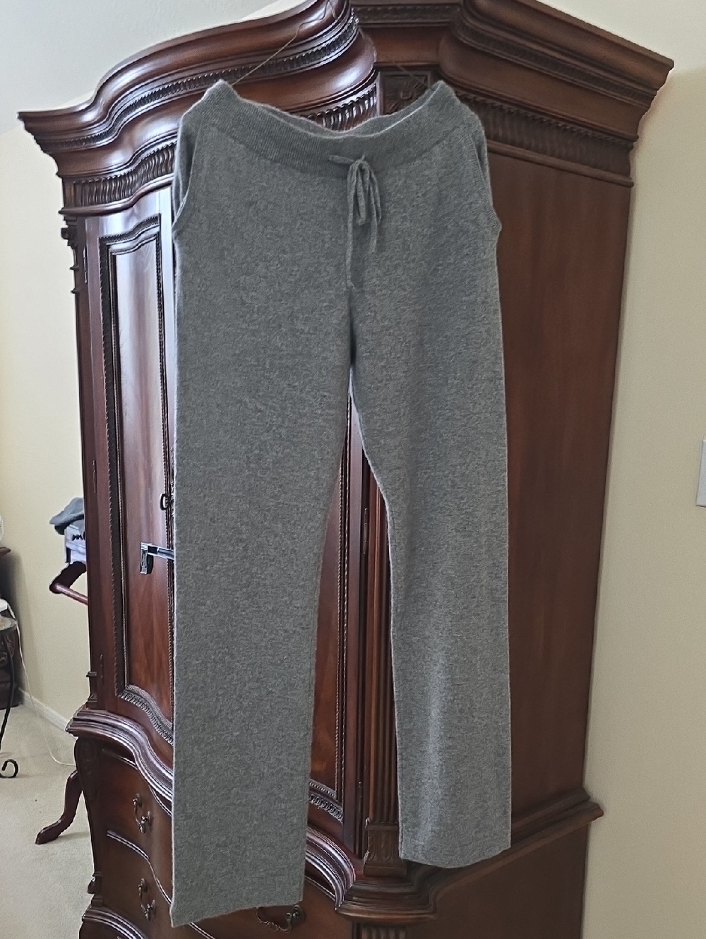 Gray Knit Drawstring Lounge Pants